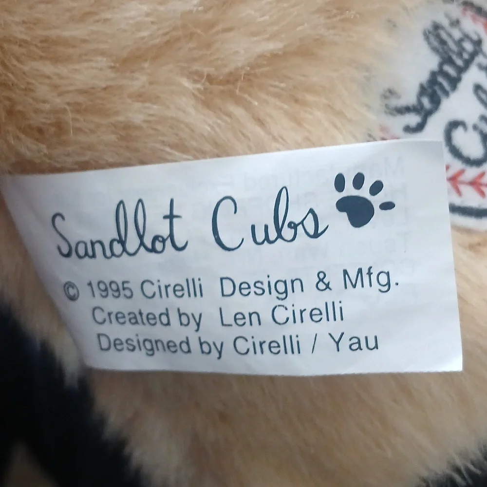 Sandlot Cubs Teddy Bear in Baseball Outfit Collector LittleSlugger Real Wood Bat - Picture 7 of 12